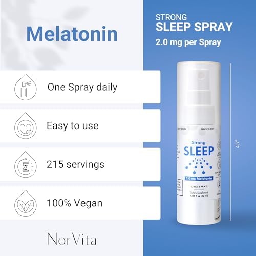 Spray de Melatonina NorVita 2 mg (215 dosis) - Spray Líquido para Dormir, Fórmula Sublingual de Acción Rápida, Apoya Sueño Saludable - Vegano, Sin GMO - imagen 3