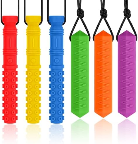 Collares Masticables Sensoriales para Niños Autistas, 6 Paquetes de Juguetes de Silicón Grado Alimenticio para Autismo, TDAH, Ansiedad y Necesidades - imagen 1
