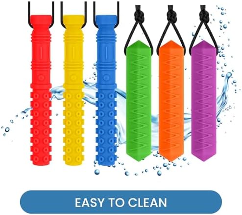 Collares Masticables Sensoriales para Niños Autistas, 6 Paquetes de Juguetes de Silicón Grado Alimenticio para Autismo, TDAH, Ansiedad y Necesidades - imagen 7