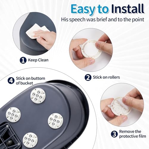 Ruedas de Caster 4 PCS, Rodillos 360° Compatibles con Cubeta Ocedar de Acero Inoxidable, Ruedas Autoadhesivas para Cubeta, Electrodomésticos y Botes - imagen 4