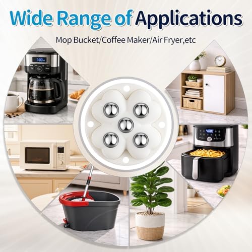 Ruedas de Caster 4 PCS, Rodillos 360° Compatibles con Cubeta Ocedar de Acero Inoxidable, Ruedas Autoadhesivas para Cubeta, Electrodomésticos y Botes - imagen 6