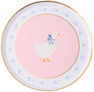 Platos Pequeños de Papel Bonjour Fête Sweet Goose Rosa Claro para Pascua | Suministros de Fiesta Premium | Pack de 8, 8 D - imagen 1