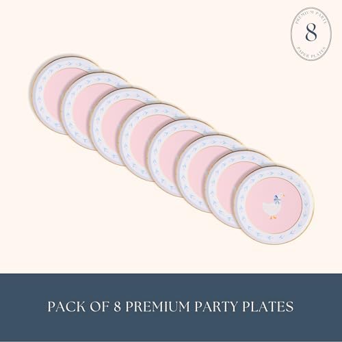 Platos Pequeños de Papel Bonjour Fête Sweet Goose Rosa Claro para Pascua | Suministros de Fiesta Premium | Pack de 8, 8 D - imagen 2