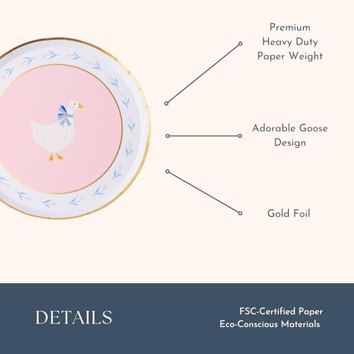 Platos Pequeños de Papel Bonjour Fête Sweet Goose Rosa Claro para Pascua | Suministros de Fiesta Premium | Pack de 8, 8 D - imagen 4