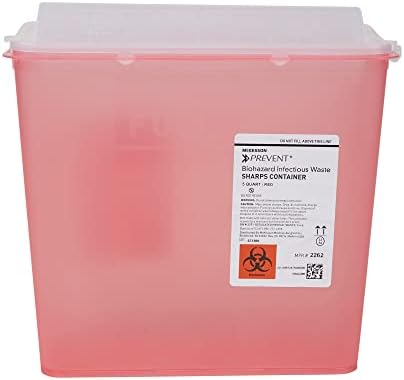Contenedor de Puntas McKesson para Uso en Casa, 5 Cuartos - Desecho de Residuos Infecciosos, Agujas y Jeringas - Translúcido, Tapa Sin Contacto - - imagen 1
