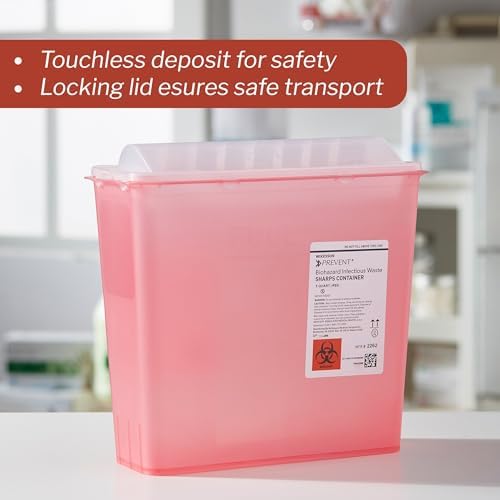 Contenedor de Puntas McKesson para Uso en Casa, 5 Cuartos - Desecho de Residuos Infecciosos, Agujas y Jeringas - Translúcido, Tapa Sin Contacto - - imagen 2