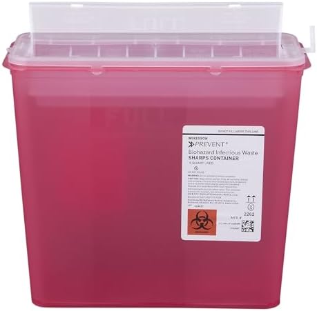 Contenedor de Puntas McKesson para Uso en Casa, 5 Cuartos - Desecho de Residuos Infecciosos, Agujas y Jeringas - Translúcido, Tapa Sin Contacto - - imagen 6