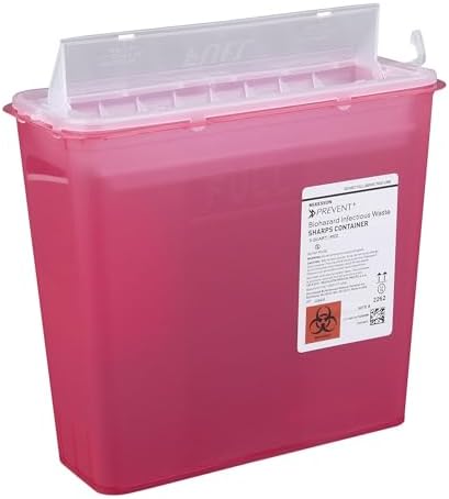 Contenedor de Puntas McKesson para Uso en Casa, 5 Cuartos - Desecho de Residuos Infecciosos, Agujas y Jeringas - Translúcido, Tapa Sin Contacto - - imagen 7