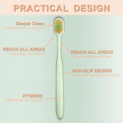 Cepillos de Dientes Ultra Suaves, Cabezal Ancho Ultra Delgado, Diseño de Filamentos Tapered de 3 Capas para Dientes Sensibles y Encías Retráctiles - imagen 4