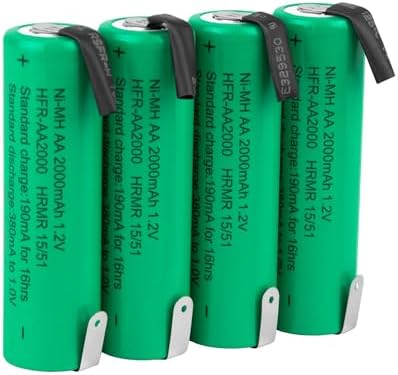 Baterías recargables AA Tenergy NiMH 1.2V 2000mAh con pestañas, paquete de 4 unidades - imagen 1