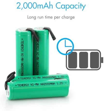 Baterías recargables AA Tenergy NiMH 1.2V 2000mAh con pestañas, paquete de 4 unidades - imagen 3