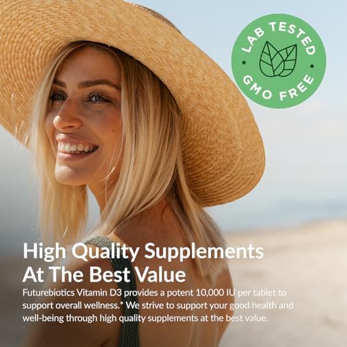 Futurebiotics Vitamina D3 10,000iu (250mcg) 360 Tabletas - Suplemento para Función Muscular y Soporte Inmunológico, No GMO - imagen 3