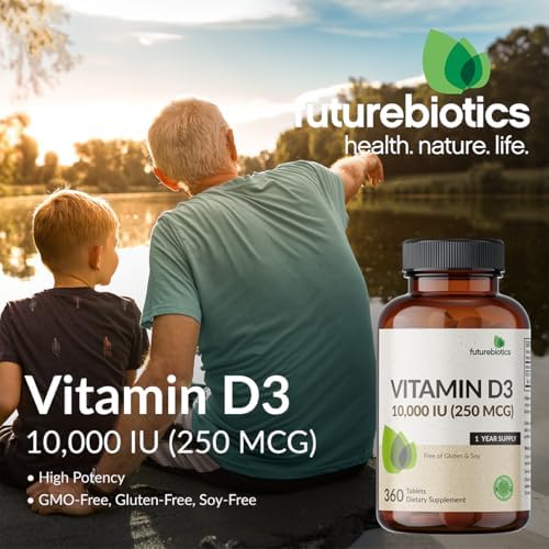 Futurebiotics Vitamina D3 10,000iu (250mcg) 360 Tabletas - Suplemento para Función Muscular y Soporte Inmunológico, No GMO - imagen 4