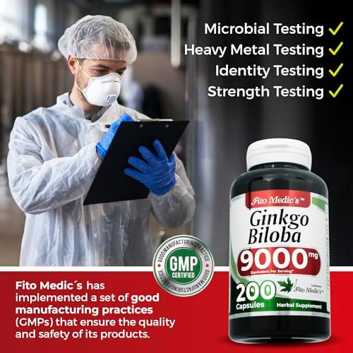 Cápsulas de Hojas de Ginkgo Biloba FITO MEDIC'S | Extracto Concentrado | 200 Cápsulas | Suplemento Herbal de Alta Absorción - imagen 5