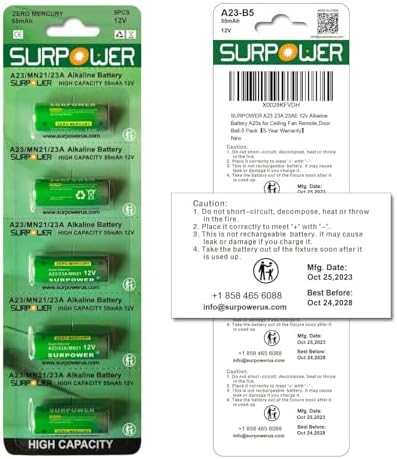 Batería Alcalina SURPOWER A23 12V 23A 23AE - Paquete de 5 con Garantía de 5 Años - imagen 6