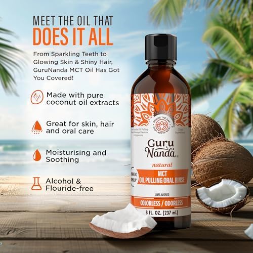 Enjuague Bucal GuruNanda con Aceite MCT para Cuidado Oral Natural y Suave, Extractos de Coco Puro, Sin Sabor, Sin Olor, Sin Alcohol, 8 Oz - imagen 2