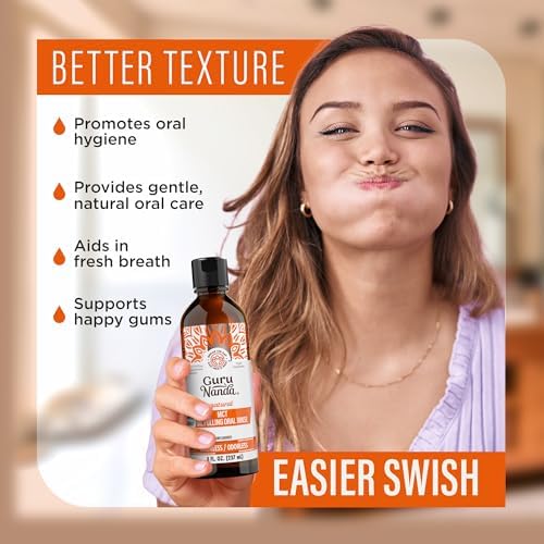 Enjuague Bucal GuruNanda con Aceite MCT para Cuidado Oral Natural y Suave, Extractos de Coco Puro, Sin Sabor, Sin Olor, Sin Alcohol, 8 Oz - imagen 5