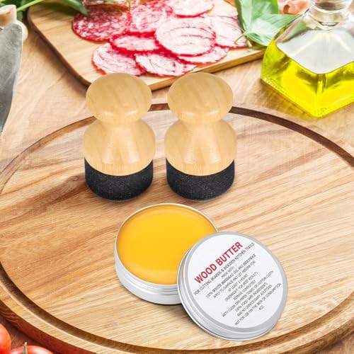 Aplicador de Cera y Aceite para Tablas de Cortar SAMEBUTECO, 2 Piezas de Bambú Natural con Soporte, Ideal para Utensilios de Cocina y Madera - imagen 6