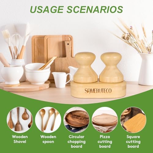 Aplicador de Cera y Aceite para Tablas de Cortar SAMEBUTECO, 2 Piezas de Bambú Natural con Soporte, Ideal para Utensilios de Cocina y Madera - imagen 7