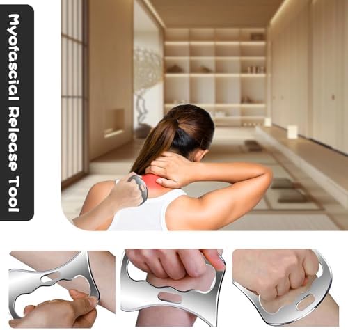 Set de Herramientas Gua Sha de Acero Inoxidable 2 en 1 - Para Liberación Miofascial, Terapia Física y Masaje de Tejido Profundo (S&D) - imagen 4