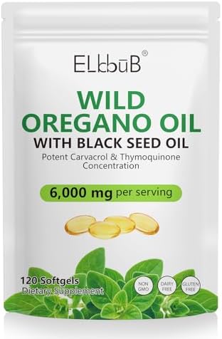 Aceite de Orégano ELBBUB con Aceite de Semilla Negra - 6000mg de Aceite de Orégano + 200mg de Aceite de Semilla Negra por Porción, Alta Concentración - imagen 1