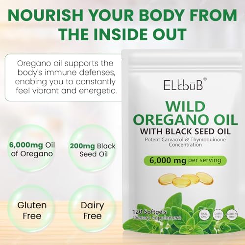 Aceite de Orégano ELBBUB con Aceite de Semilla Negra - 6000mg de Aceite de Orégano + 200mg de Aceite de Semilla Negra por Porción, Alta Concentración - imagen 4