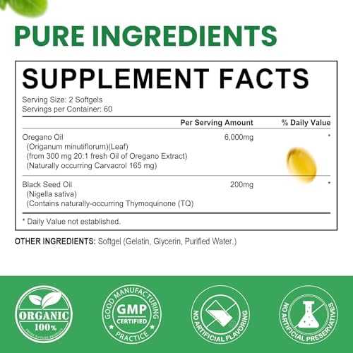 Aceite de Orégano ELBBUB con Aceite de Semilla Negra - 6000mg de Aceite de Orégano + 200mg de Aceite de Semilla Negra por Porción, Alta Concentración - imagen 7