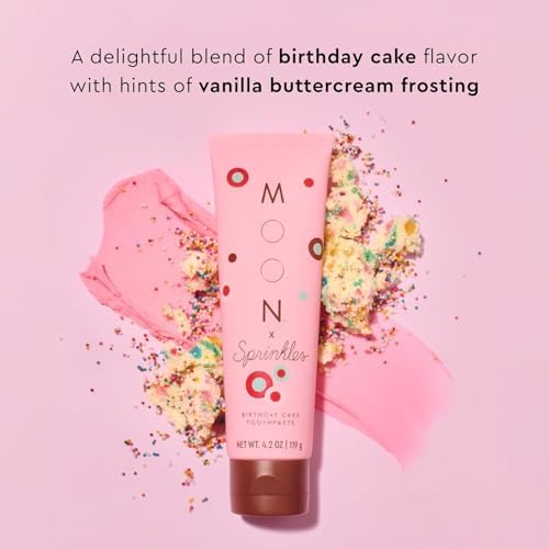Pasta de Dientes Sabor Pastel de Cumpleaños Moon x Sprinkles 4.2 Oz, para Niños 6+ y Adultos, Sin Flúor, Vegana, Sin SLS ni Azúcar, Cuidado Suave de - imagen 5