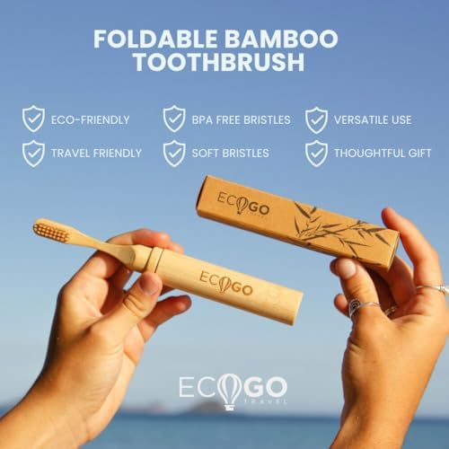 Cepillo de Dientes Plegable EcoGoTravel de Bambú con Cerdas Suaves Sin BPA | Ecológico, Tamaño de Viaje, Estuche Compacto Reutilizable, Empaque - imagen 2
