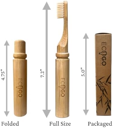 Cepillo de Dientes Plegable EcoGoTravel de Bambú con Cerdas Suaves Sin BPA | Ecológico, Tamaño de Viaje, Estuche Compacto Reutilizable, Empaque - imagen 3