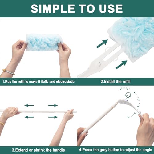 Mango de Repuesto KeFanta para Duster de Alta Resistencia Compatible con Recargas Swiffer, Ajustable y Extensible (1 Pieza) - imagen 6