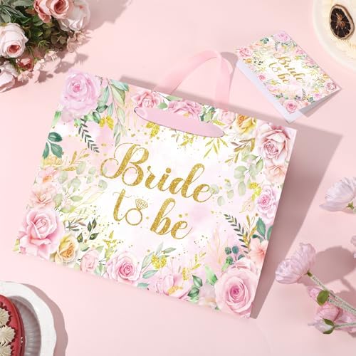 Bolsa de Regalo para Novia Yomaiha con Flores, Incluye Tarjeta y Papel de Seda, Ideal para Ducha Nupcial y Fiesta de Despedida de Soltera - imagen 3