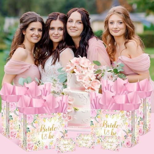Bolsa de Regalo para Novia Yomaiha con Flores, Incluye Tarjeta y Papel de Seda, Ideal para Ducha Nupcial y Fiesta de Despedida de Soltera - imagen 4