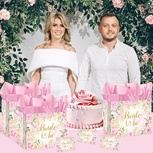 Bolsa de Regalo para Novia Yomaiha con Flores, Incluye Tarjeta y Papel de Seda, Ideal para Ducha Nupcial y Fiesta de Despedida de Soltera - imagen 5