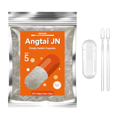Cápsulas de Gelatina Vacías Tamaño 5 - (100 Piezas) Cápsulas Muy Pequeñas para Rellenar DIY - Cápsulas de Gel con 2 Cucharas para Rellenar - imagen 1