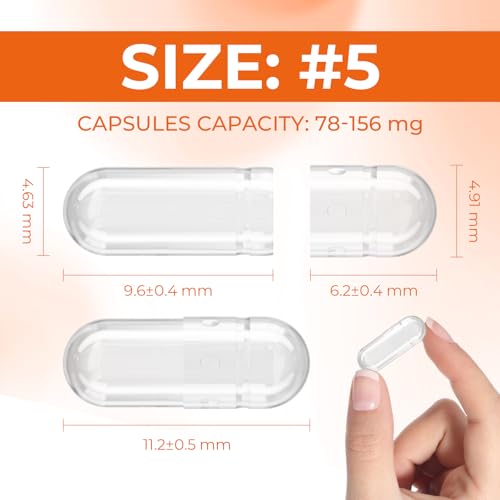 Cápsulas de Gelatina Vacías Tamaño 5 - (100 Piezas) Cápsulas Muy Pequeñas para Rellenar DIY - Cápsulas de Gel con 2 Cucharas para Rellenar - imagen 2