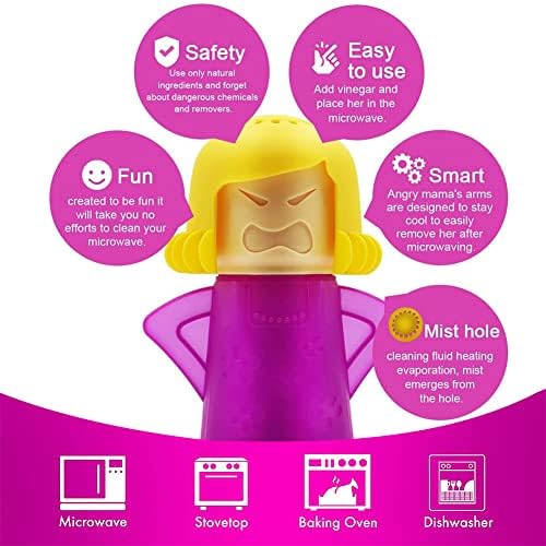 Limpiador de Microondas Abnaok 2PCS Angry Mama con Limpiador de Refrigerador Chilly Mama, Limpieza Rápida en Minutos, Manual en Inglés - imagen 5