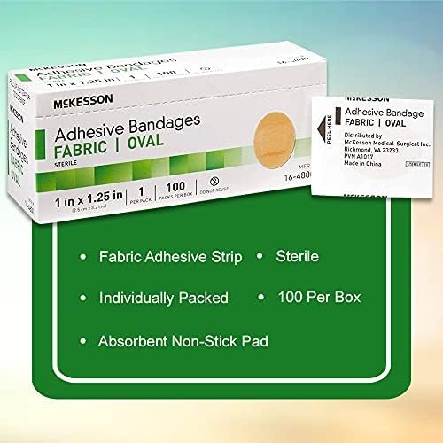 Curitas Adhesivas McKesson, Estériles, Ovaladas de Tela, 1 in x 1 1/4 in, 100 Piezas, 1 Paquete - imagen 2