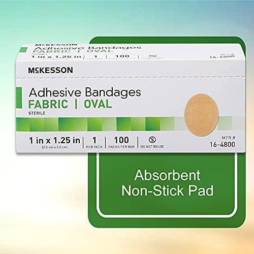 Curitas Adhesivas McKesson, Estériles, Ovaladas de Tela, 1 in x 1 1/4 in, 100 Piezas, 1 Paquete - imagen 3
