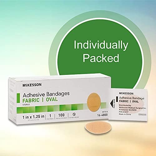 Curitas Adhesivas McKesson, Estériles, Ovaladas de Tela, 1 in x 1 1/4 in, 100 Piezas, 1 Paquete - imagen 5
