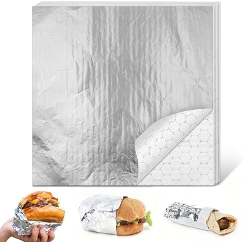 80 Piezas de Papel de Aluminio Aislante para Envolver Sandwiches, 12x12, Ideal para Hamburguesas, Hot Dogs y Burritos - imagen 1