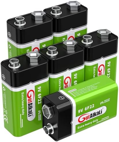 Baterías GutAlkaLi 9V Tipo Bloque, Paquete de 6 Piezas, Energía de Larga Duración para Detectores de Humo y Alarmas de Incendio 6LR61 6F22 PP3 MN1604 - imagen 1