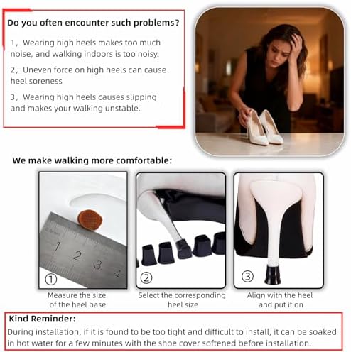 Protectores de Tacones Yayaboqu, Kit de 4 Pares Multi-Tamaño - Puntas Antideslizantes y Reductoras de Ruido para Stilettos, Uso en Bodas y al Aire - imagen 2