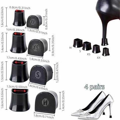 Protectores de Tacones Yayaboqu, Kit de 4 Pares Multi-Tamaño - Puntas Antideslizantes y Reductoras de Ruido para Stilettos, Uso en Bodas y al Aire - imagen 7