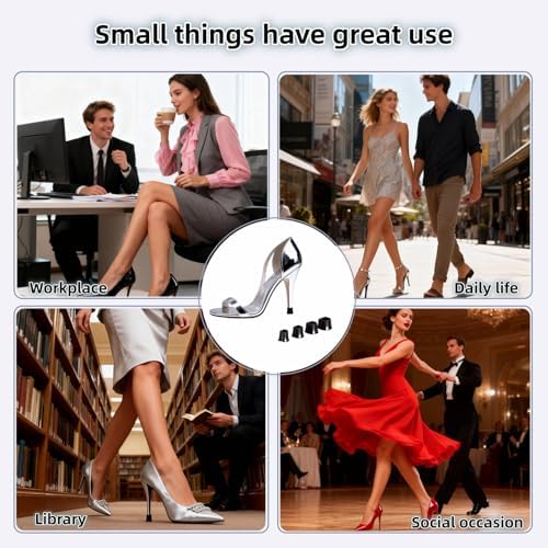 Protectores de Tacones Yayaboqu, Kit de 4 Pares Multi-Tamaño - Puntas Antideslizantes y Reductoras de Ruido para Stilettos, Uso en Bodas y al Aire - imagen 8