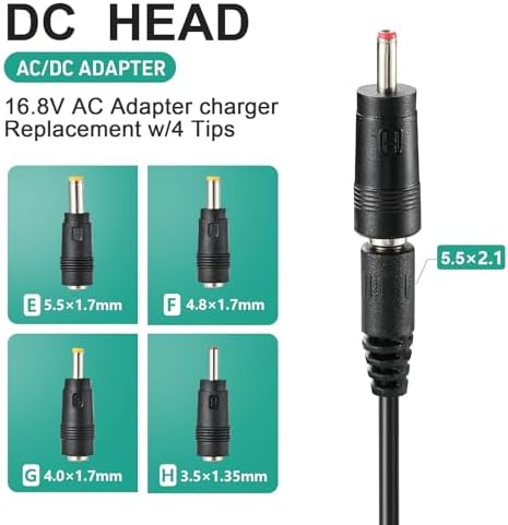 Cargador AC/DC 16.8V para Pistola de Masaje Compatible con LifePro Sonic, Sonic Mini, Fusion X, Sonic Pro, Youdgee H1 Mini, Mebak 3, Cryotex, DamKee - imagen 2