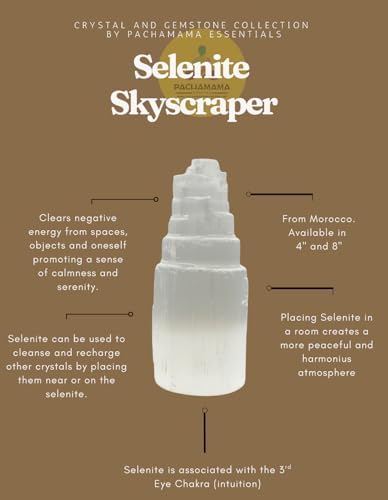 Torre de Selenita Pachamama Essentials de 4 - Cristal Sanador para Reiki, Meditación y Protección Energética - imagen 4