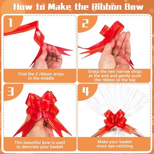 GOMANCHE Paquete de 10 Bolsas de Celofán Grandes para Cestas, 24 x 30 Pulgadas, Envoltura de Cesta de Pascua con 10 Lazos, Regalos para Fiestas de - imagen 4