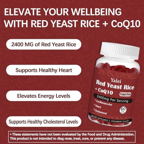Gomitas Yalei Premium de Arroz Rojo con CoQ10 para el Corazón y Colesterol | Sin Azúcar, Sabor Fresa | 60 Gomitas (Suministro de 30 Días) | Veganas, - imagen 3