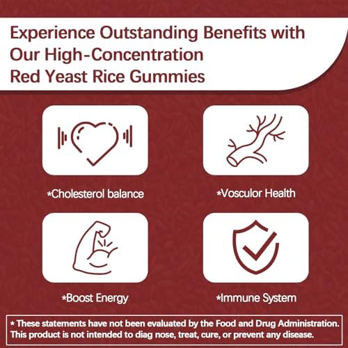 Gomitas Yalei Premium de Arroz Rojo con CoQ10 para el Corazón y Colesterol | Sin Azúcar, Sabor Fresa | 60 Gomitas (Suministro de 30 Días) | Veganas, - imagen 4